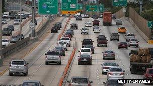 Motorists drive in Miami as Labour Day begins