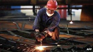 Worker at a steel factory in China