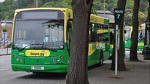 Guernsey buses at the terminus in St Peter Port