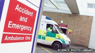 An ambulance outside an A&E department