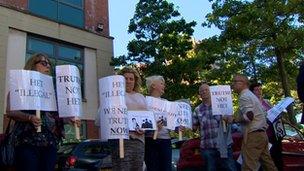 Protestors criticised the HET at the Policing Board's meeting