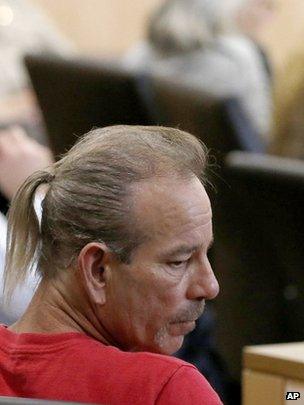 Arizona Mark Milke sits in the courtroom during a hearing for his ex-wife on 1 August 2013