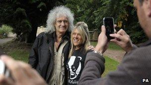 Queen guitarist Brian May poses for a picture in Newent, Gloucestershire