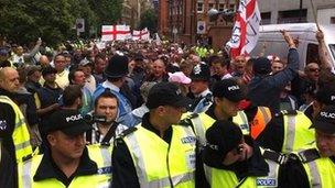 Police presence at the EDL march