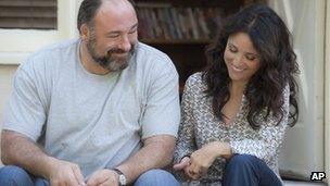 James Gandolfini and Julia Louis-Dreyfus in a scene from Enough Said