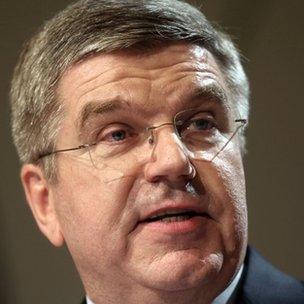 Thomas Bach speaks as he is announced as the 9th IOC President by President of the IOC Jacques Rogge (R) during the 125th IOC Session - IOC Presidential Election on 10 September 2013 in Buenos Aires.