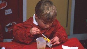 Boy playing in a nursery