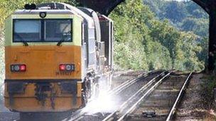 Special train that Network Rail uses to clear the leaf mulch from tracks