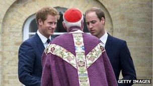 Prince Harry and Prince William attend the funeral of a family friend