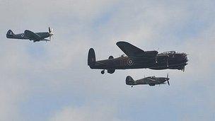 Battle of Britain Memorial Flight displays over Guernsey