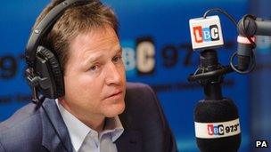 Nick Clegg in LBC studio