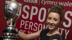 Jade Jones celebrates winning BBC Cymru Wales Sports Personality of the Year 2012