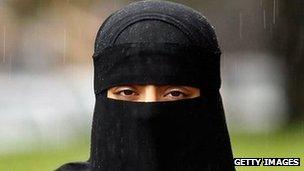 Woman wearing a niqab veil