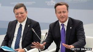 Jose Manuel Barroso and David Cameron at the G8 summit in St Petersburg