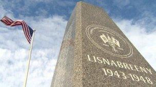 The new monument in Lisnabreeny American military cemetery