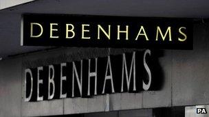 Debenhams store sign