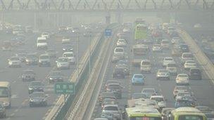 A traffic jam in Beijing