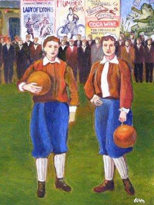 Painting of British Ladies Team players