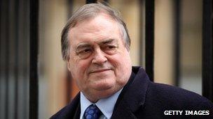 Former Deputy Prime Minister John Prescott arrives to give evidence at the Leveson inquiry on 27 February 2012 in London, England.