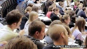 Students in lecture theatre. Pic: SPL