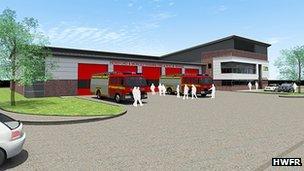 Artist's impression of the new Worcester fire station