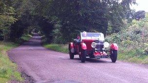 Aston Martin Mark II on the road in Northumberland