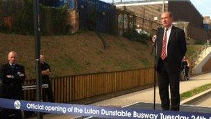 Norman Baker at Luton's guided busway launch