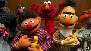 Sesame Street puppets Bert, Ernie and Elmo