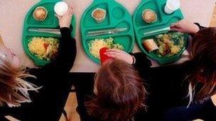 Pupils having school meal