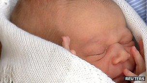 Prince George outside the Lindo Wing in London