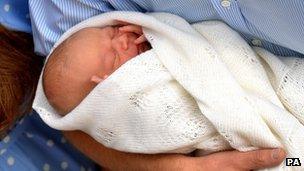 Prince George outside the Lindo Wing in London