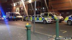 Police cars on Broad Street