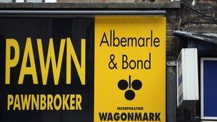 Pawnbroker shop sign