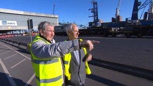 John Wade and Ken Ivison look around Tees Port as it is today