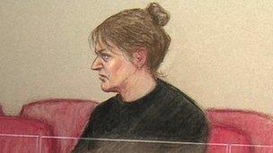 court sketch of Amanda Hutton