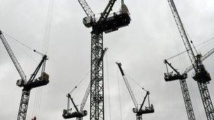 Cranes on a building site in London