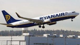 Ryanair plane landing