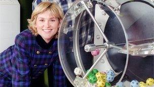 Anthea Turner and a lottery machine