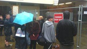 Protesters at the site