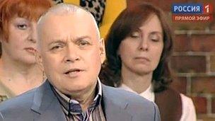 Screengrab of Dmitry Kiselev during a broadcast