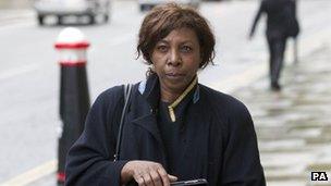 Barrister and part-time judge Constance Briscoe arrives at the Old Bailey
