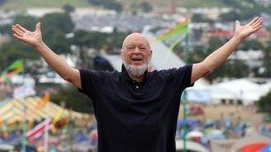 Michael Eavis on the Glastonbury site