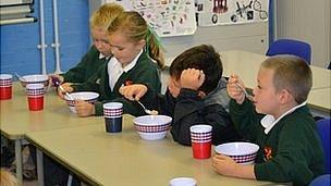 Amherst Primary School pupils at breakfast club