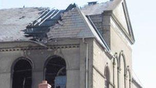 The damaged chapel roof