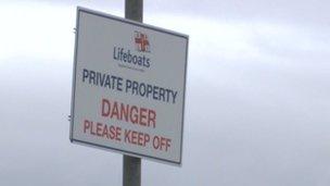 RNLI danger sign on Birnbeck Pier