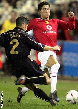 Cristiano Ronaldo in action against Exeter