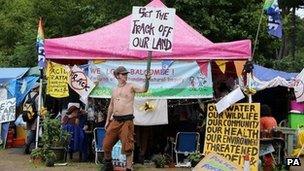 Entrance to the Cuadrilla exploratory drilling site in Balcombe, West Sussex, on Tuesday 20 August