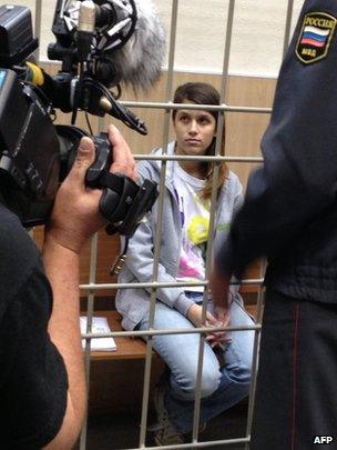 Greenpeace International activist Camila Speziale (from Argentina) at a court in Murmansk on October 14, 2013