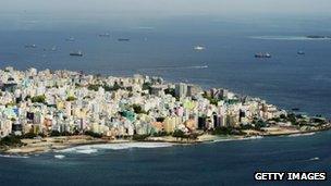 View of Male, Maldives from above