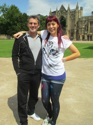 Paris Lees and her stepfather at Newstead Abbey